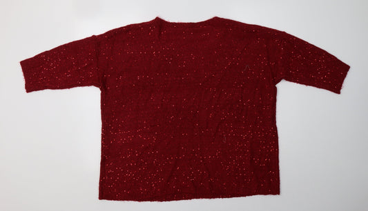 Pebble Bay Womens Red Crew Neck Acrylic Pullover Jumper Size XL