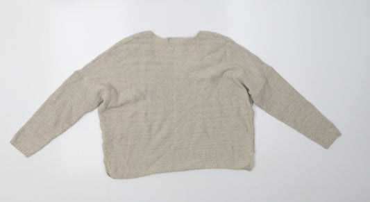 Pull & Womens Beige V-Neck Viscose Pullover Jumper Size XS