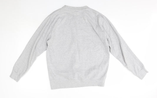 The Lucky Club Mens Grey Round Neck Cotton Pullover Jumper Size M