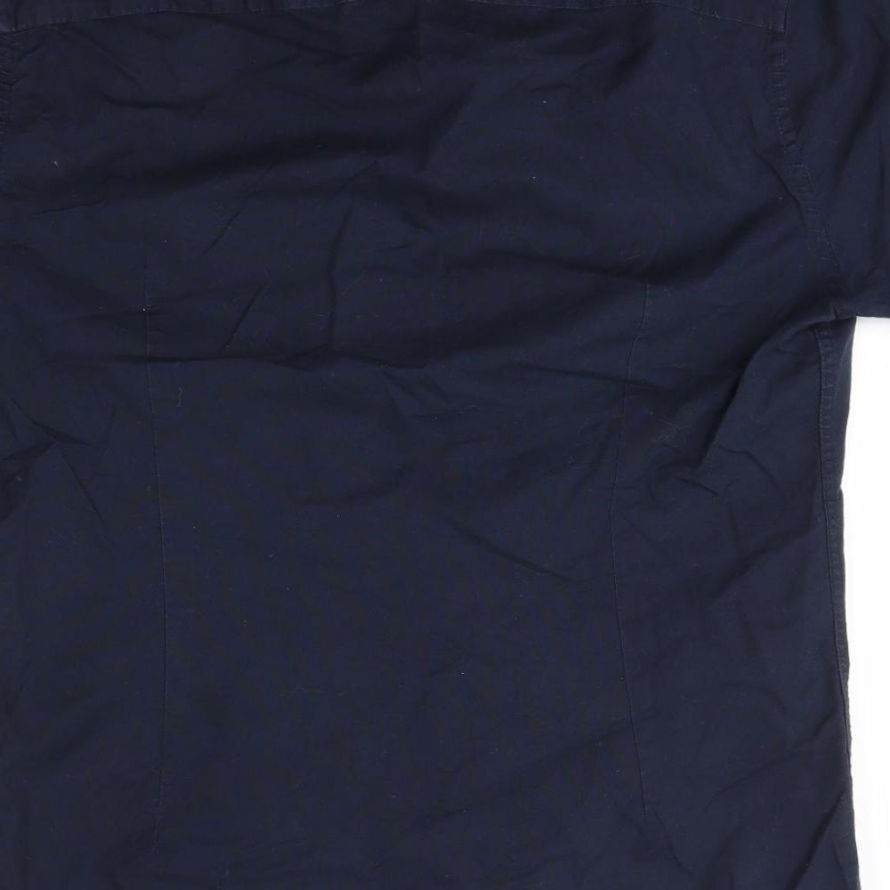 River Island Mens Blue Cotton Button-Up Size S Collared