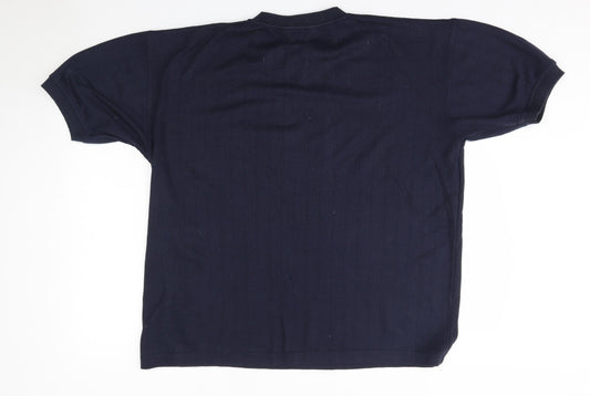 Berkertex Mens Blue Cotton T-Shirt Size M V-Neck