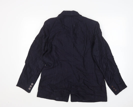 M&S Womens Blue Viscose Jacket Suit Jacket Size 16