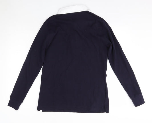 Front Row Womens Blue Collared 100% Cotton Pullover Jumper Size L