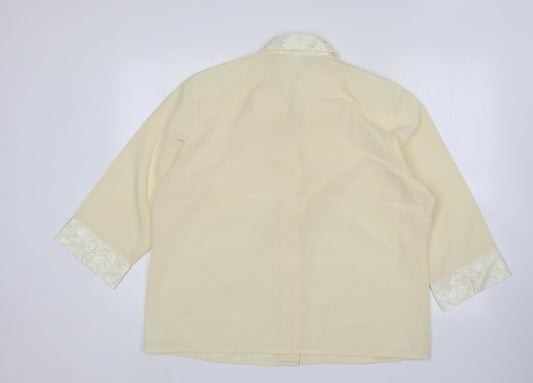 Preworn Womens Ivory Polyester Basic Button-Up Size 20 Collared