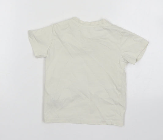 M&S Boys White Cotton Basic T-Shirt Size 18-24 Months Round Neck