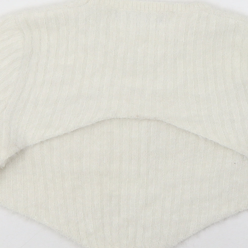 Missguided Womens White Crew Neck Polyamide Pullover Jumper Size 10