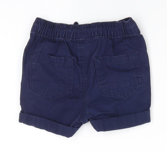 George Boys Blue Cotton Cropped Trousers Size 12-18 Months Drawstring - Dark Blue shorts