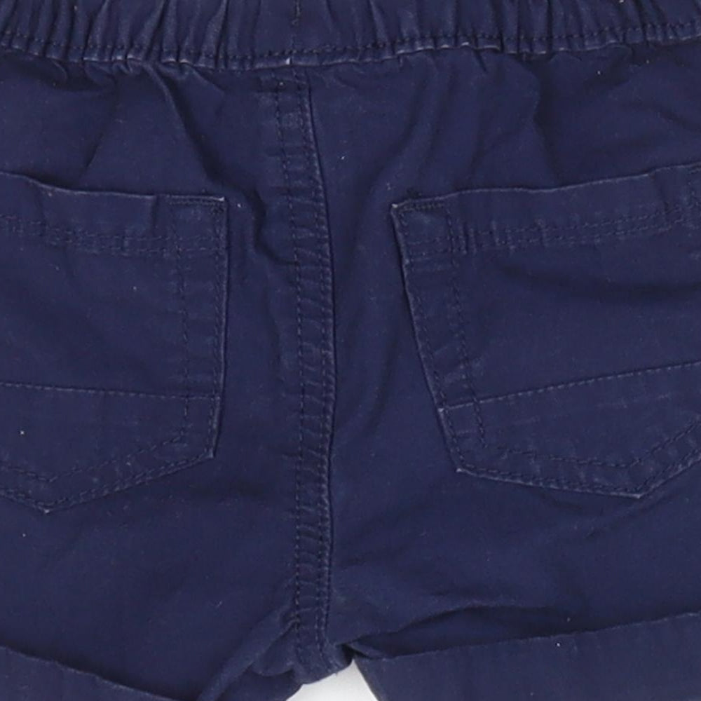 George Boys Blue Cotton Cropped Trousers Size 12-18 Months Drawstring - Dark Blue shorts