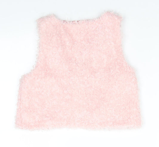 H&M Girls Pink Gilet Waistcoat Size 12-13 Years - Looped thread look Pale pink