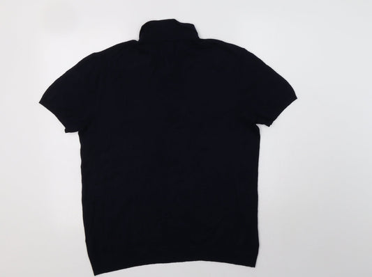 Burton Mens Blue Collared Viscose Henley Jumper Size L