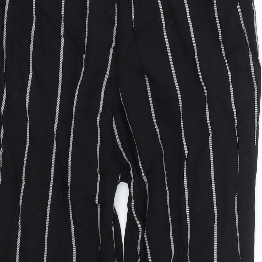 PRETTYLITTLETHING Womens Black Striped Viscose Dress Pants Trousers Size 4 Regular