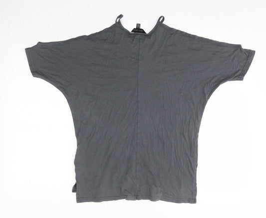 New Look Womens Grey Modal Basic Blouse Size 6 Round Neck
