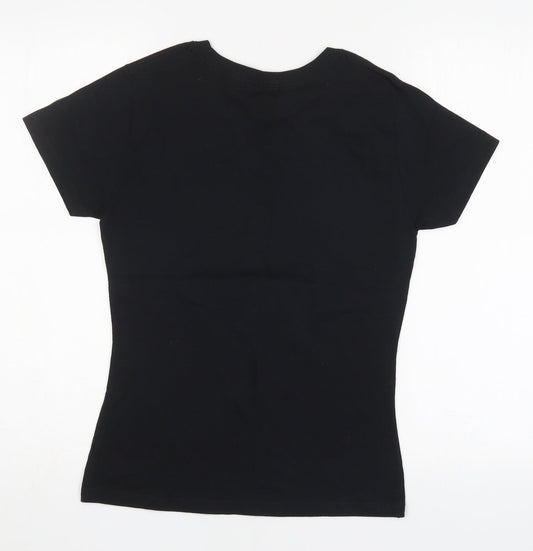 Preworn Womens Black Cotton Basic T-Shirt Size M Round Neck - Wife
