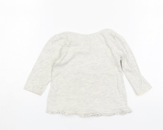 George Girls Grey Cotton Basic T-Shirt Size 6-9 Months Round Neck