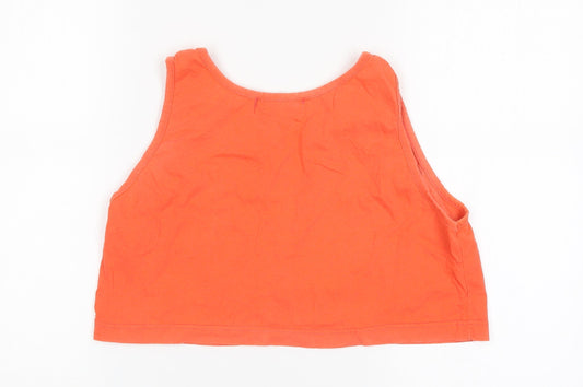 HONEY Womens Orange Cotton Cropped Tank Size S Round Neck