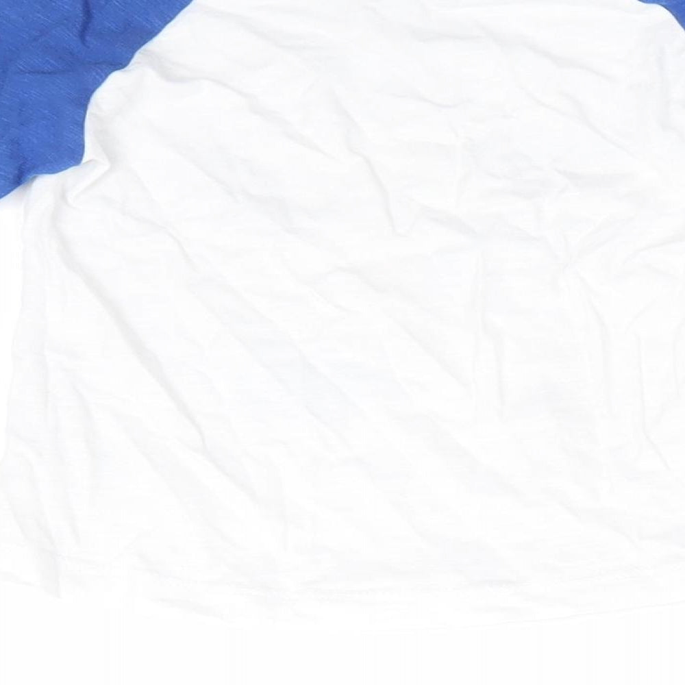 Matalan Boys White Colourblock Cotton Pyjama Top Size 12-18 Months Pullover - Blue Sleeves Favourite things to do with Daddy... Play football