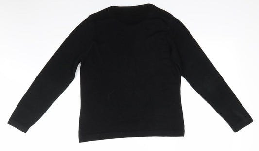 George Essentials Womens Black Round Neck Acrylic Pullover Jumper Size 16 - Cuff & hem banding