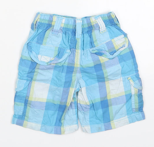 Early Days Boys Blue Check Cotton Cropped Trousers Size 12-18 Months Button