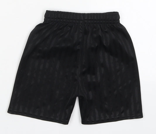 Preworn Boys Black Striped Polyester Sweat Shorts Size 3-4 Years Regular Drawstring