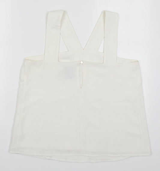 ASOS Womens White Polyester Basic Tank Size 12 V-Neck