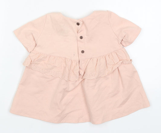 Tahari Girls Pink Cotton A-Line Size 2 Years Round Neck Button