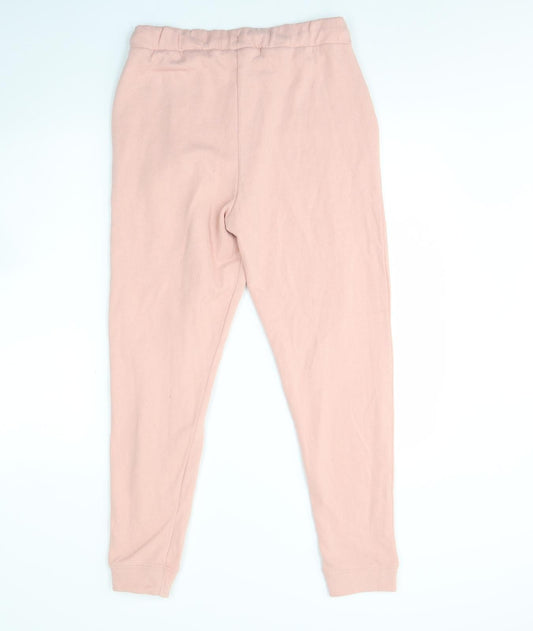 Miss Selfridge Womens Pink Cotton Jogger Trousers Size M L30 in Regular Drawstring
