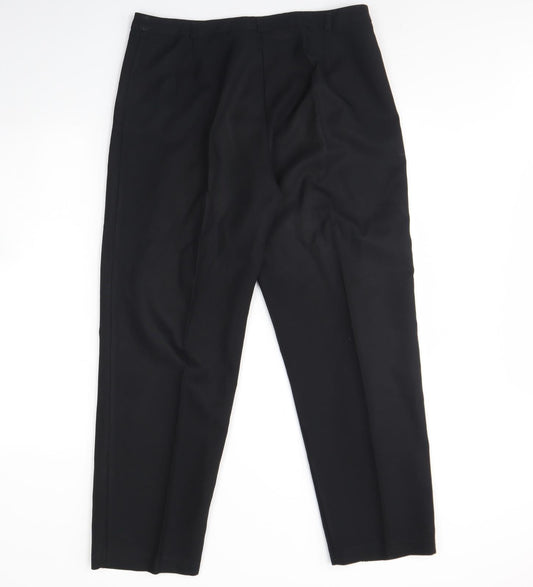 Yessica Womens Black Polyester Trousers Size 16 L30 in Regular Hook & Eye