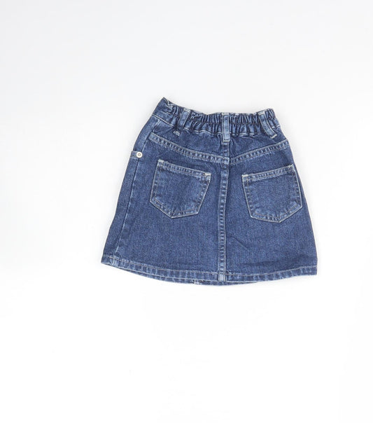 Xceed Girls Blue Cotton Mini Skirt Size 3 Years Regular Button
