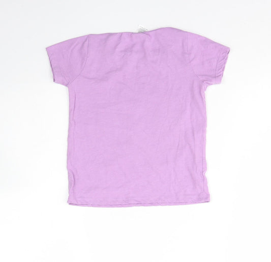 Angel Girls Purple Cotton Basic T-Shirt Size 4 Years Round Neck - Girls are the future