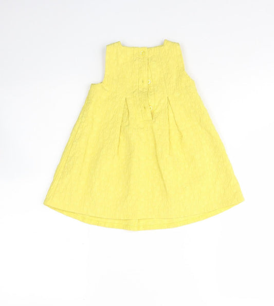 NEXT Girls Yellow Cotton Shift Size 12 Months Round Neck