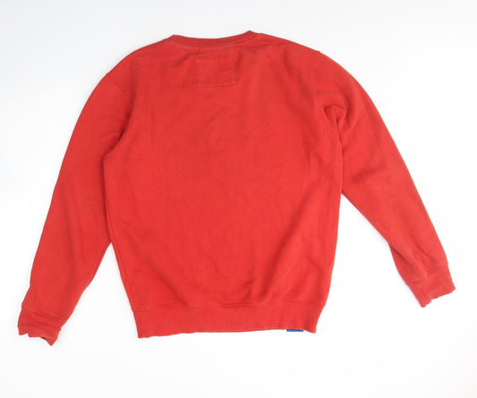 Diverse Mens Red Round Neck Cotton Pullover Jumper Size M