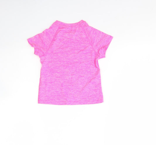 Soul luxe Girls Pink Polyester Basic T-Shirt Size 4 Years Round Neck