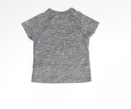Matalan Girls Grey Polyester Basic T-Shirt Size 4 Years Round Neck