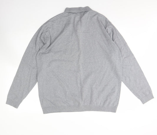 NEXT Womens Grey Collared Cotton Henley Jumper Size 2XL