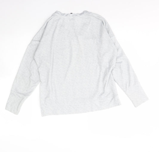 Jaclyn Intimates Womens Grey V-Neck Polyester Pullover Jumper Size M