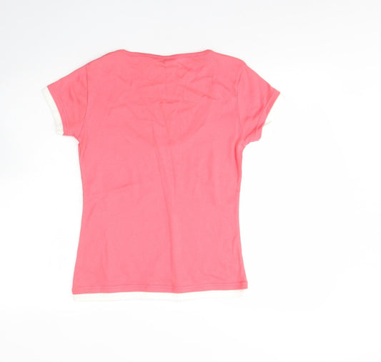 Editions Womens Pink Cotton Basic Blouse Size 12 Round Neck