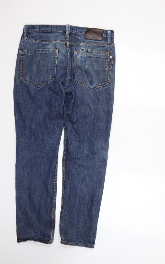 Peter Werth Mens Blue Cotton Straight Jeans Size 32 L27 in Regular