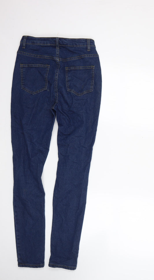 Boohoo Womens Blue Cotton Skinny Jeans Size 6 L27 in Regular