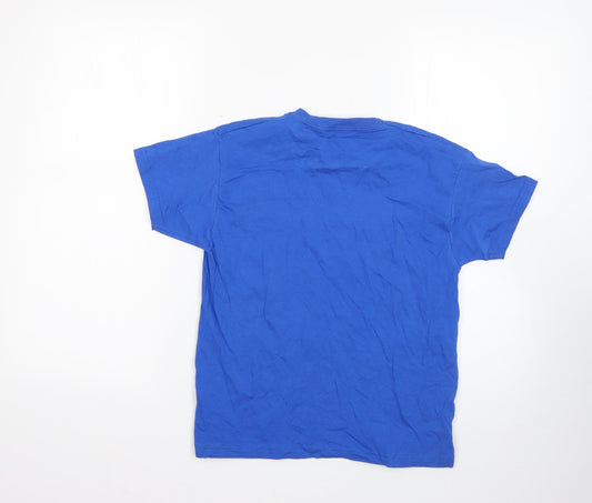 Fruit of the Loom Boys Blue 100% Cotton Basic T-Shirt Size 7-8 Years Round Neck - nhs