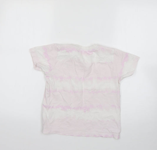 Matalan Girls Multicoloured Geometric 100% Cotton Basic T-Shirt Size 9 Years Round Neck