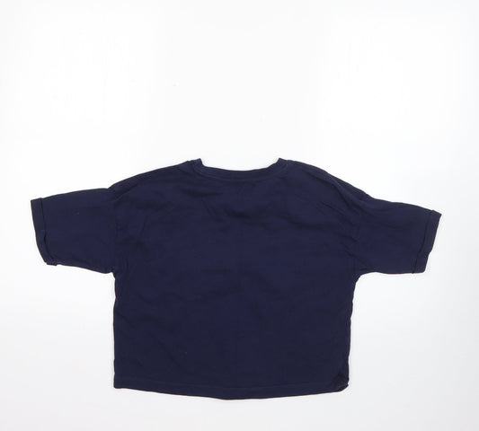 George Girls Blue 100% Cotton Basic T-Shirt Size 10-11 Years Round Neck