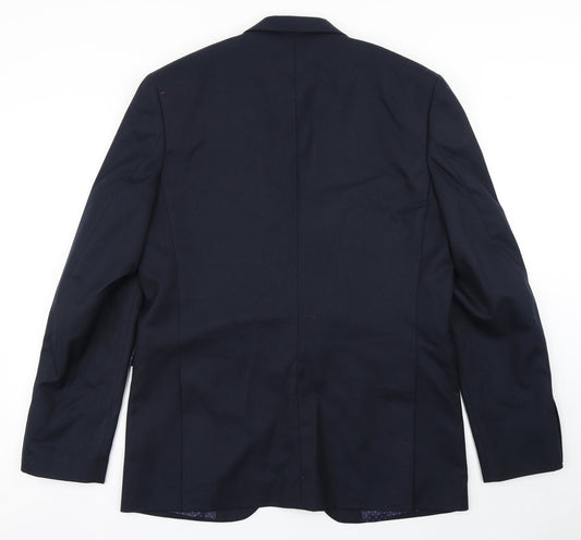Cedar Wood State Mens Blue Polyester Jacket Blazer Size 42