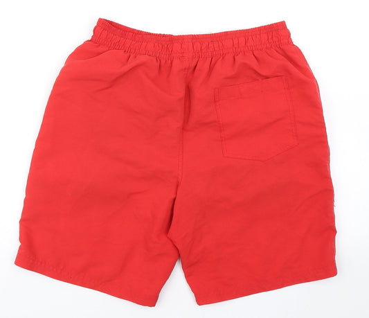 River Island Mens Red Polyester Athletic Shorts Size S L6 in Regular Drawstring