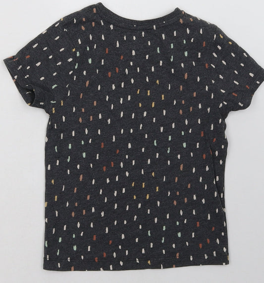 hullabaloo Girls Grey Polka Dot Cotton Basic T-Shirt Size 5-6 Years Crew Neck Pullover