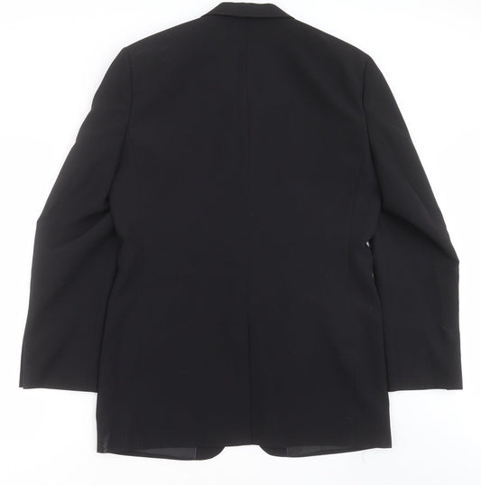 George Mens Black Polyester Jacket Suit Jacket Size 38
