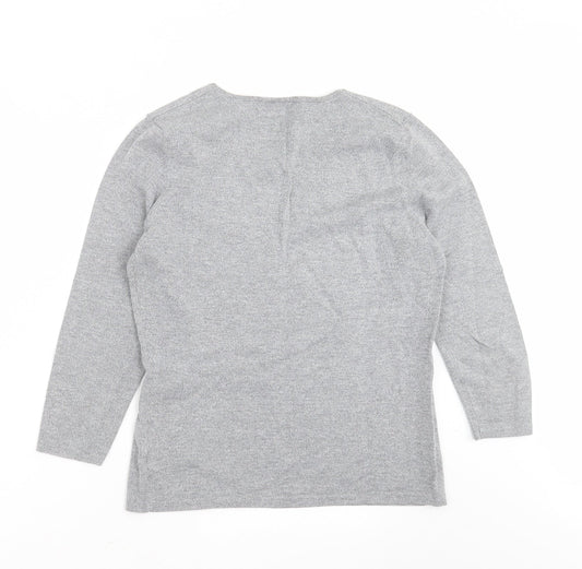 Principles Womens Grey V-Neck Viscose Pullover Jumper Size 14