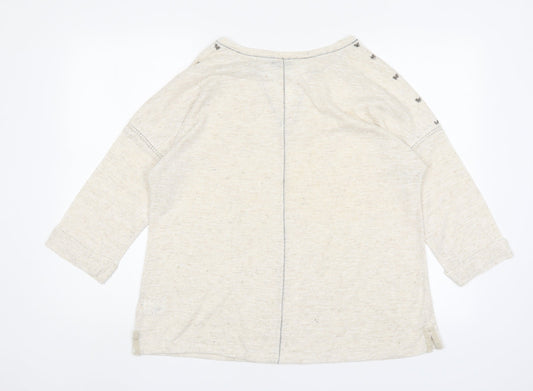 NEXT Womens Beige V-Neck Polyester Pullover Jumper Size 18