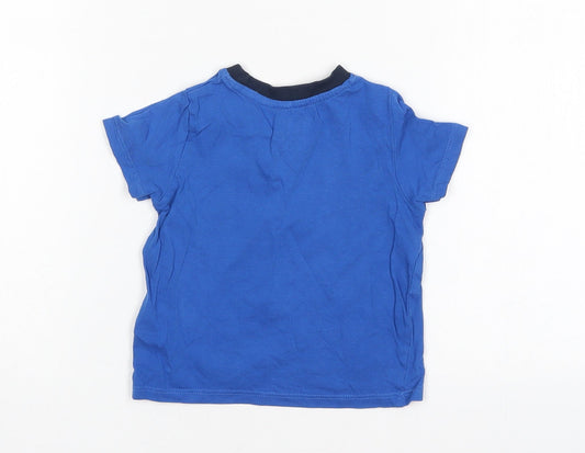 PEP&CO Boys Blue Cotton Basic T-Shirt Size 9-12 Months Round Neck