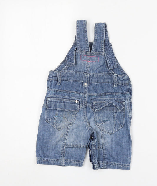 NEXT Girls Blue Cotton Dungaree One-Piece Size 12-18 Months