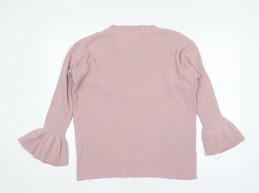 Pura Moda Womens Pink Round Neck Pullover Jumper Size S